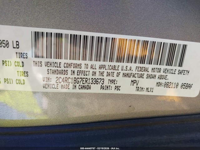 44440787 :رقم المزاد ، 2C4RC1BG7ER133673 vin ، 2014 Chrysler Town & Country Touring مزاد بيع