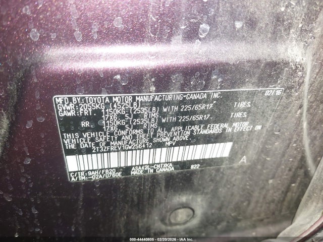 2T3ZFREV1GW256412 Toyota RAV4 LE