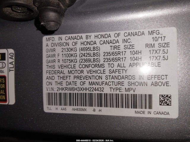2HKRW6H3XHH224432 Honda CR-V LX