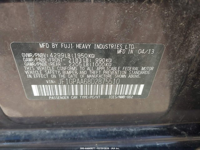 2013 SUBARU IMPREZA WAGON JF1GPAA68D2875510 Photo 8