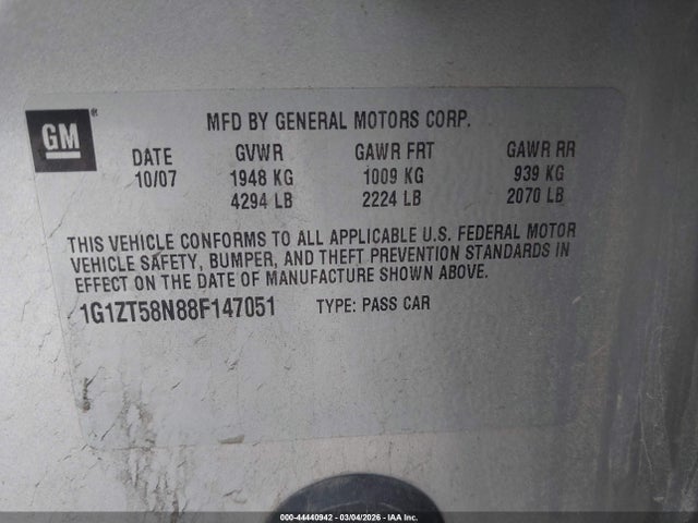 Aukcja sprzedaży 2008 Chevrolet Malibu Classic Lt, vin: 1G1ZT58N88F147051, numer aukcji: 44440942