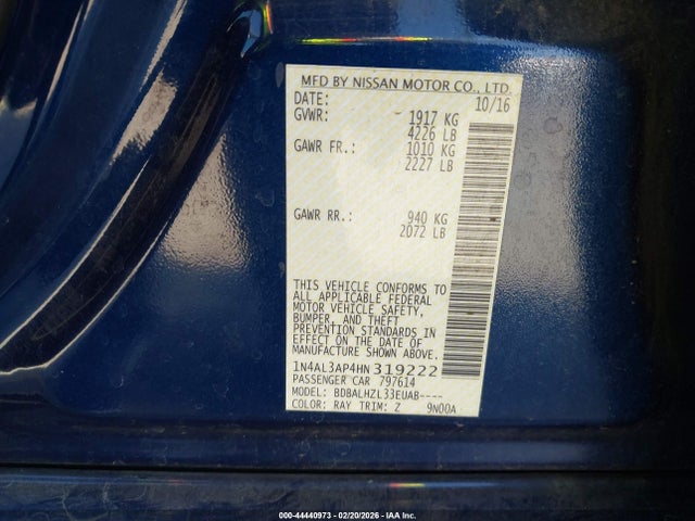 1N4AL3AP4HN319222 Nissan Altima 2.5 Sr