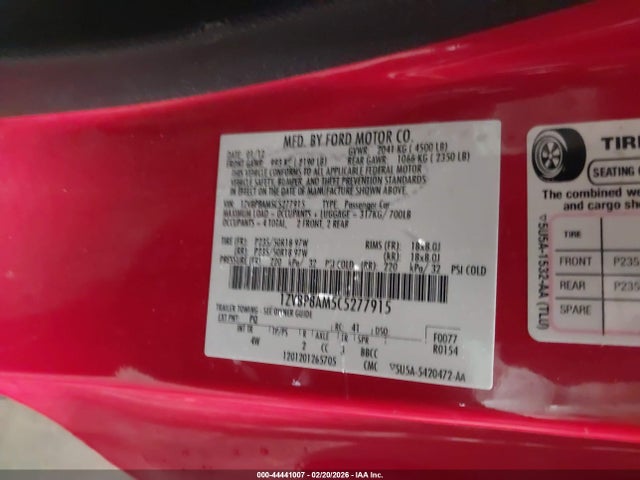 2012 FORD MUSTANG 1ZVBP8AM5C5277915 Photo 8