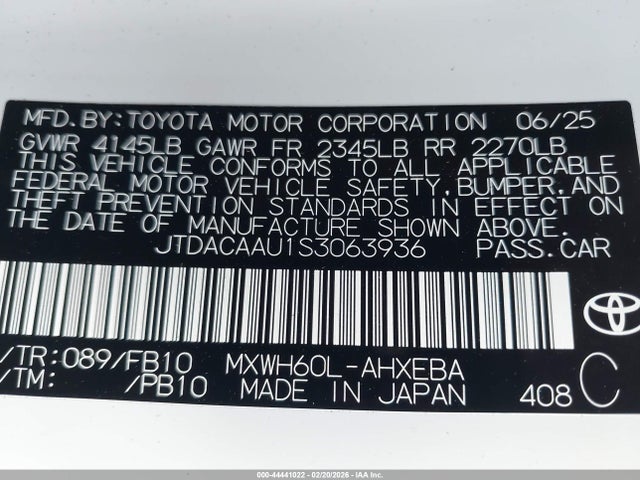 JTDACAAU1S3063936 Toyota Prius Le