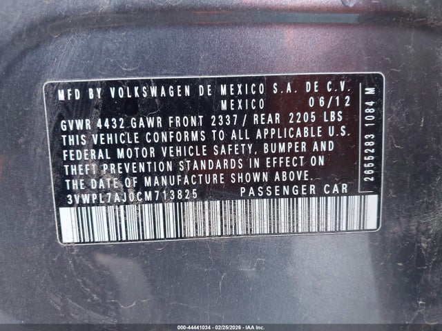 Продаж на аукціоні авто 2012 Volkswagen Jetta Sportwagen 2.0l Tdi, vin: 3VWPL7AJ0CM713825, номер лоту: 44441034