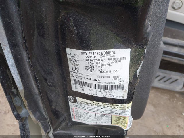 44441074 :رقم المزاد ، 1FTFW1EVXAFD34456 vin ، 2010 Ford F-150 Fx4/harley-davidson/king Ranch/lariat/platinum/xl/xlt مزاد بيع