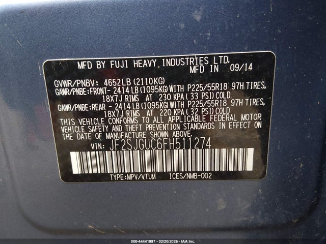 JF2SJGUC6FH511274 Subaru Forester 2.0xt Touring