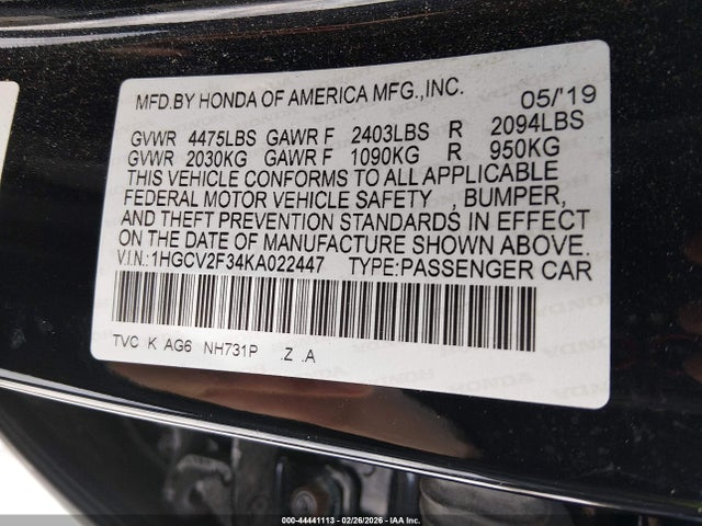 1HGCV2F34KA022447 Honda Accord Sport 2.0t