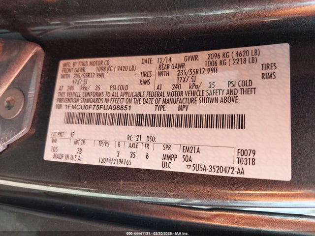 1FMCU0F75FUA98851 Ford ESCAPE S