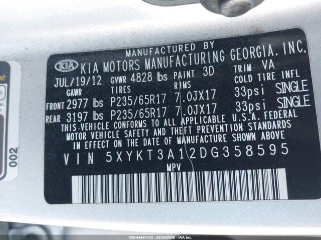 2013 KIA SORENTO 5XYKT3A12DG358595 Photo 8