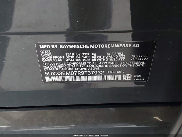 5UX33EM07R9T37932 BMW X7 M60i