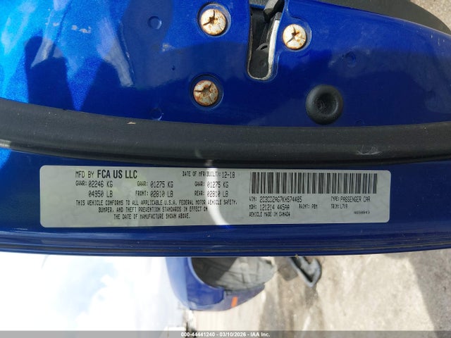 44441240 :رقم المزاد ، 2C3CDZAG7KH574485 vin ، 2019 Dodge Challenger Sxt مزاد بيع