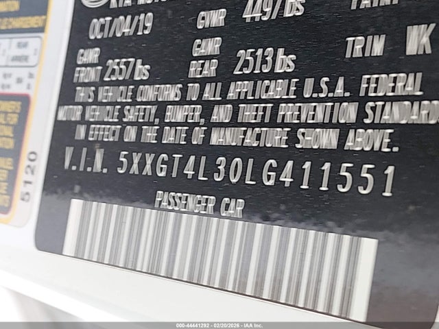 5XXGT4L30LG411551 KIA Optima Lx