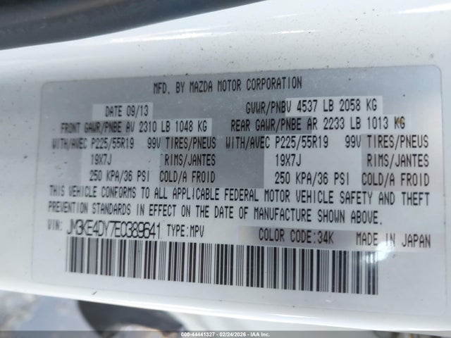 44441327 :رقم المزاد ، JM3KE4DY7E0389641 vin ، 2014 Mazda Cx-5 Grand Touring مزاد بيع
