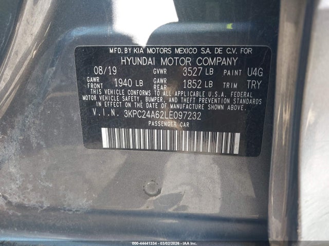 Hyundai ACCENT SE 2020 3KPC24A62LE097232 Image 9