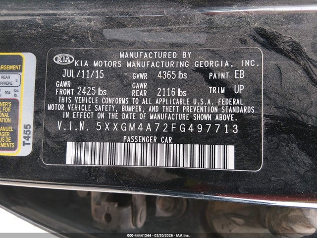 5XXGM4A72FG497713 KIA Optima Lx