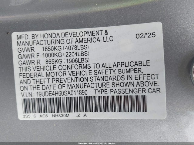 Продажа на аукционе авто 2025 Acura Integra A-spec Technology, vin: 19UDE4H60SA011890, номер лота: 44441346