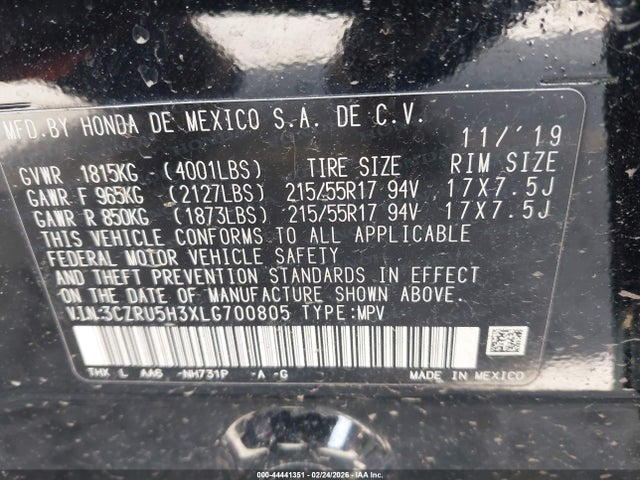 3CZRU5H3XLG700805 Honda Hr-v 2wd Lx
