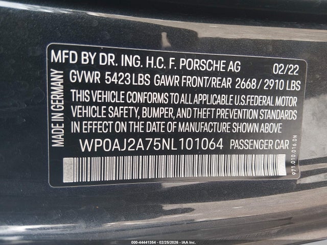 WP0AJ2A75NL101064 Porsche Panamera 4/4 Platinum Edition/platinum Edition