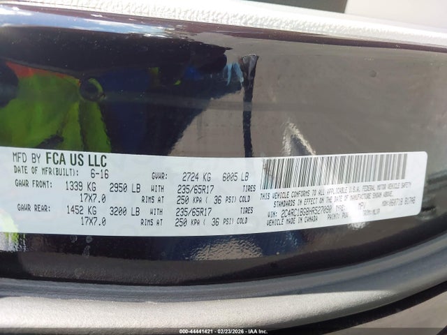 Aukcja sprzedaży 2017 Chrysler Pacifica Touring-l, vin: 2C4RC1BG8HR527090, numer aukcji: 44441421
