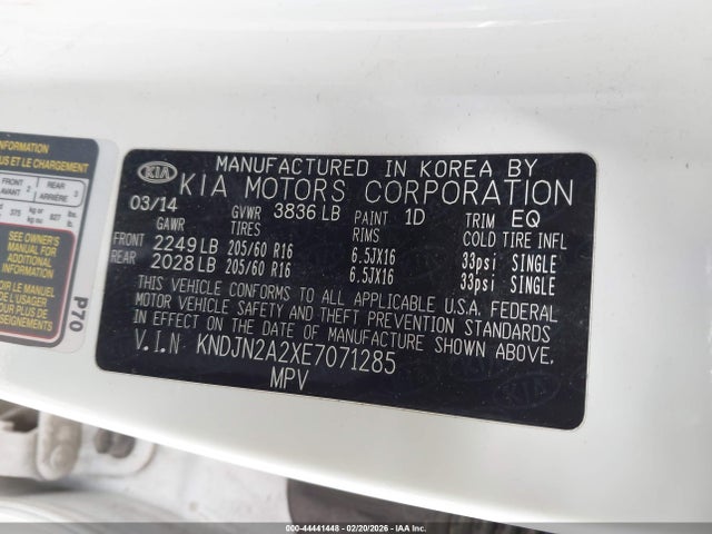2014 KIA SOUL KNDJN2A2XE7071285 Photo 8