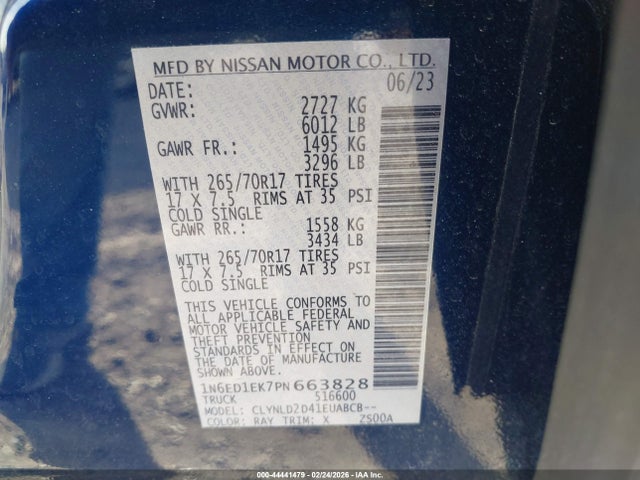 1N6ED1EK7PN663828 Nissan Frontier Pro-4x 4x4