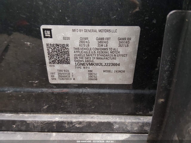 Продаж на аукціоні авто 2020 Chevrolet Traverse Awd 2fl, vin: 1GNEVMKW2LJ223694, номер лоту: 44441498