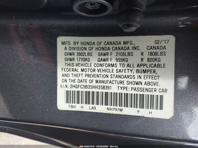 Honda Civic Ex-t 2017 2HGFC3B35HH358391 Image 9