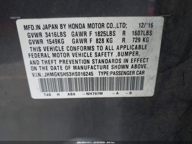 JHMGK5H53HS016245 Honda FIT LX