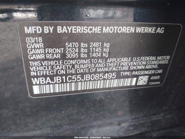 Продажа на аукционе авто 2018 Bmw 530e Xdrive Iperformance, vin: WBAJB1C55JB085495, номер лота: 44441538