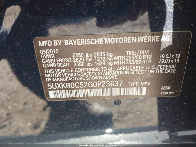 Aukcja sprzedaży 2016 Bmw X5 Xdrive35i, vin: 5UXKR0C52G0P23637, numer aukcji: 44441540