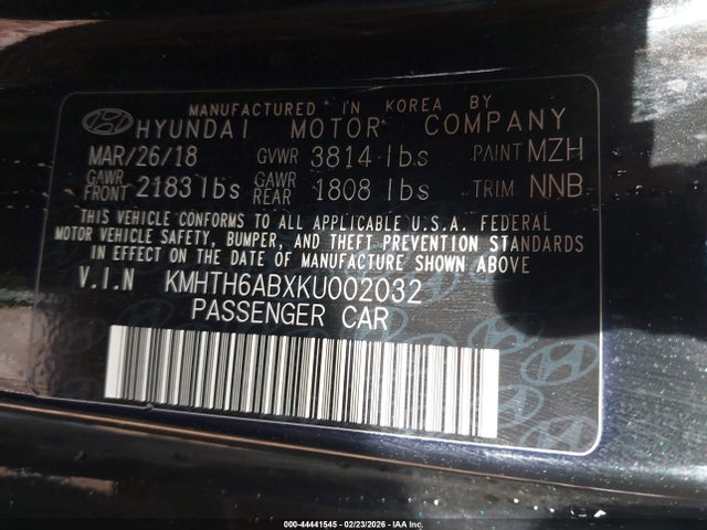 44441545 :رقم المزاد ، KMHTH6ABXKU002032 vin ، 2019 Hyundai Veloster Turbo R-spec مزاد بيع
