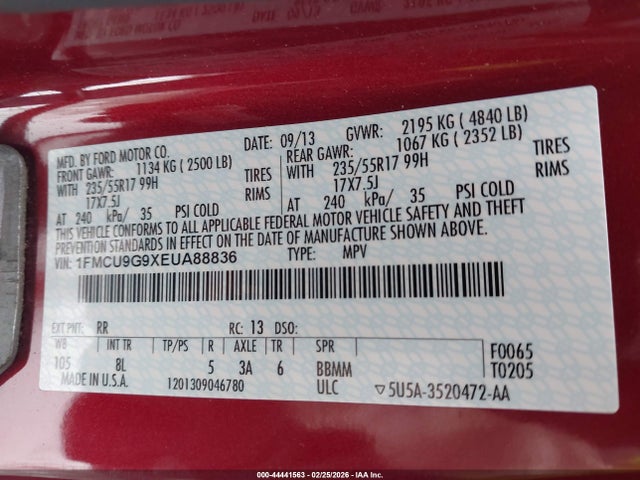 2014 FORD ESCAPE 1FMCU9G9XEUA88836 Photo 8