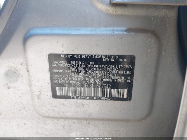 44441566 :رقم المزاد ، JF2SJGEC6HH487642 vin ، 2017 Subaru Forester 2.0xt Premium مزاد بيع