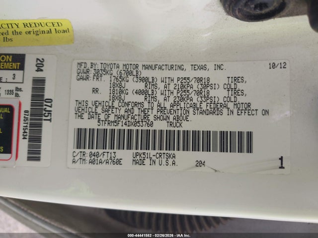 2013 TOYOTA TUNDRA 5TFRM5F14DX053760 Photo 8