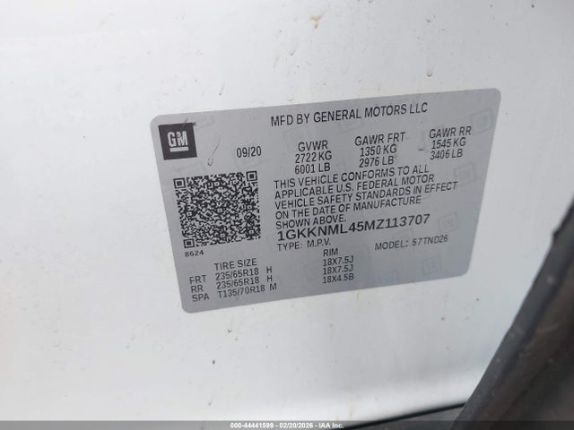 2021 Gmc Acadia Fwd Slt მანქანა იყიდება აუქციონზე, vin: 1GKKNML45MZ113707, აუქციონის ნომერი: 44441599