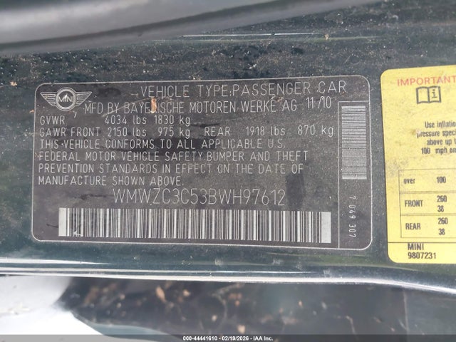 2011 MINI COOPER S COUNTRYMAN WMWZC3C53BWH97612 Photo 8