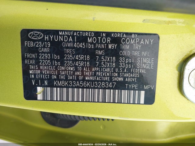 KM8K33A56KU328347 Hyundai Kona Limited