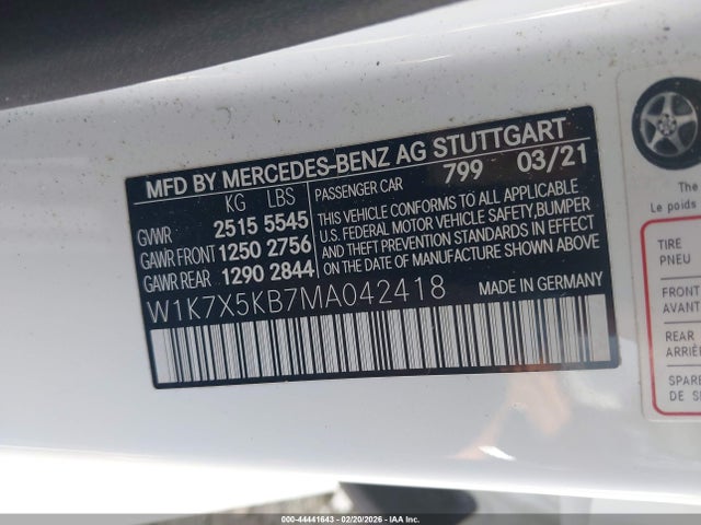 W1K7X5KB7MA042418 Mercedes-Benz Amg Gt 43 4-door Coupe