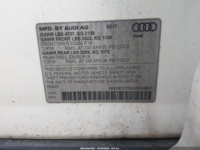 2017 AUDI Q3 WA1BCCFS9HR016631 Photo 8