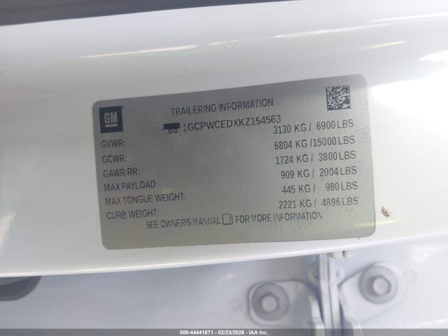 1GCPWCEDXKZ154563 Chevrolet Silverado 1500 Lt