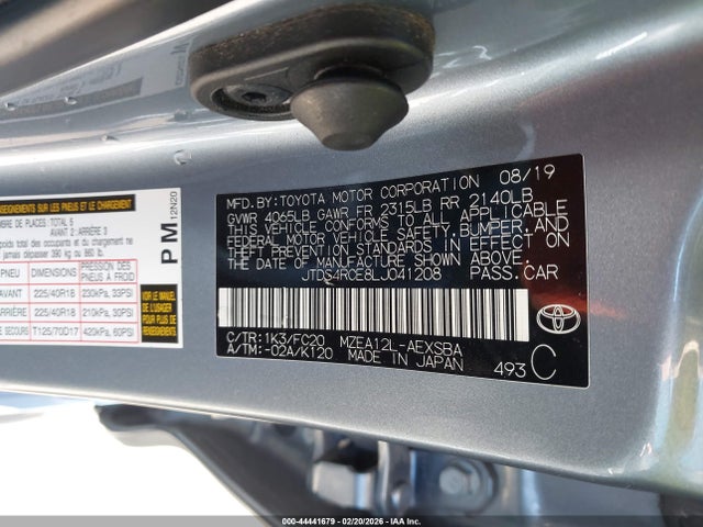 JTDS4RCE8LJ041208 Toyota COROLLA SE