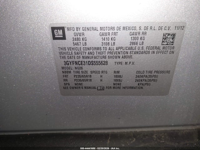 Продажа на аукционе авто 2013 Cadillac Srx Luxury Collection, vin: 3GYFNCE31DS555628, номер лота: 44441688