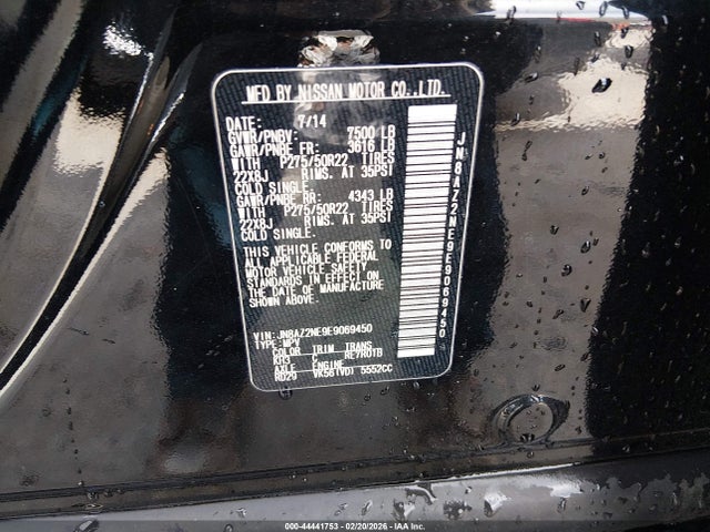 Aukcja sprzedaży 2014 Infiniti Qx80, vin: JN8AZ2NE9E9069450, numer aukcji: 44441753