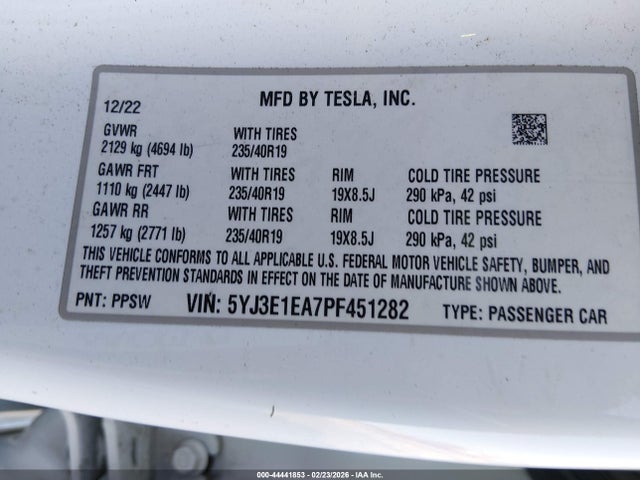 2023 TESLA MODEL 3 5YJ3E1EA7PF451282 Photo 8