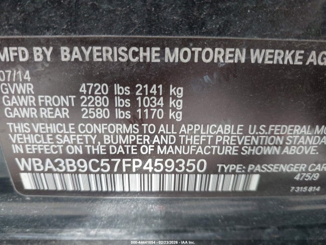 BMW 335i Xdrive 2015 WBA3B9C57FP459350 Image 9