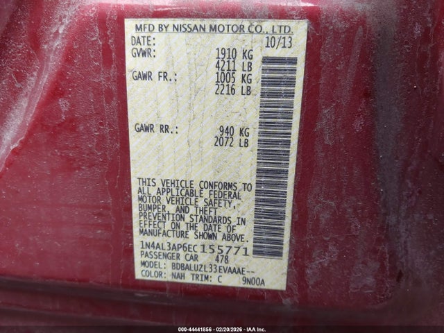 44441856 :رقم المزاد ، 1N4AL3AP6EC155771 vin ، 2014 Nissan Altima 2.5 Sv مزاد بيع