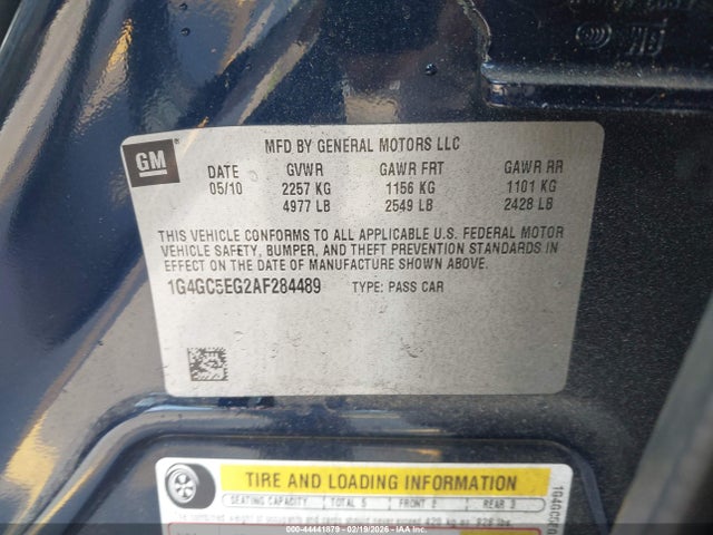 Aukcja sprzedaży 2010 Buick Lacrosse Cxl, vin: 1G4GC5EG2AF284489, numer aukcji: 44441879