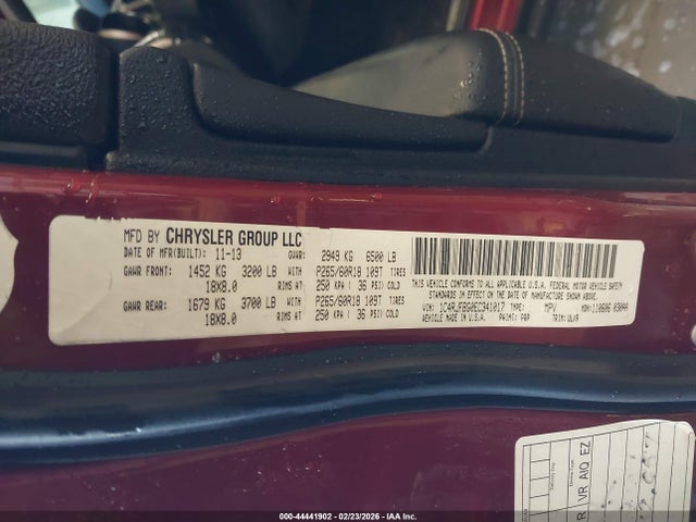 Продажа на аукционе авто 2014 Jeep Grand Cherokee Limited, vin: 1C4RJFBG0EC341017, номер лота: 44441902
