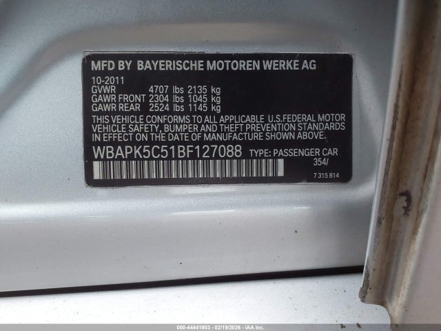 2011 BMW 328I WBAPK5C51BF127088 Photo 8